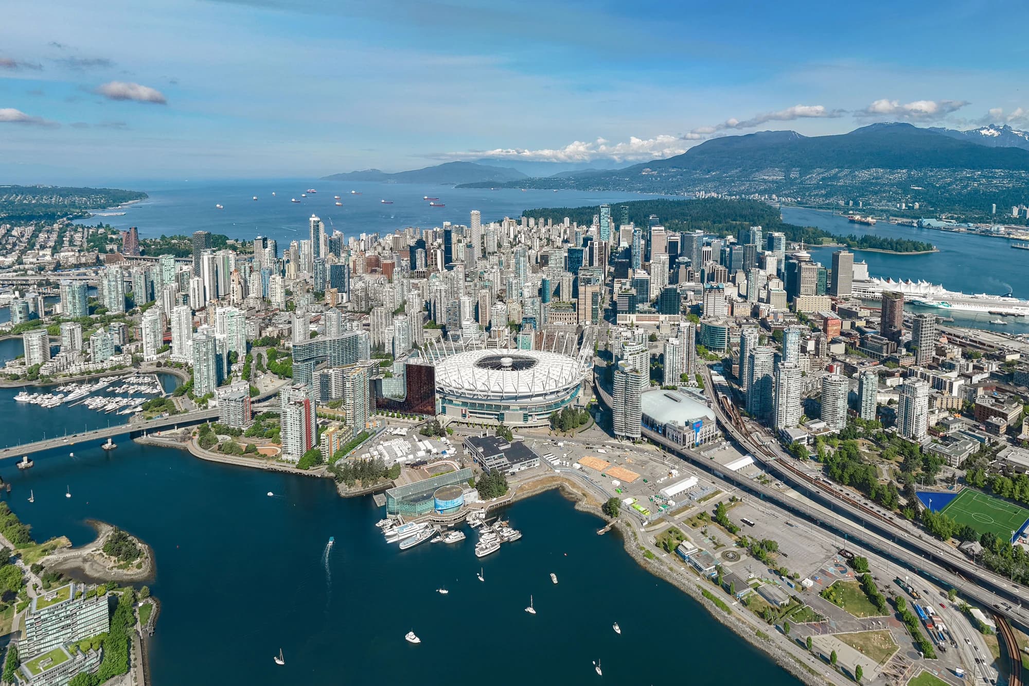 Downtown Vancouver skyline with the North Shore mountains in the background