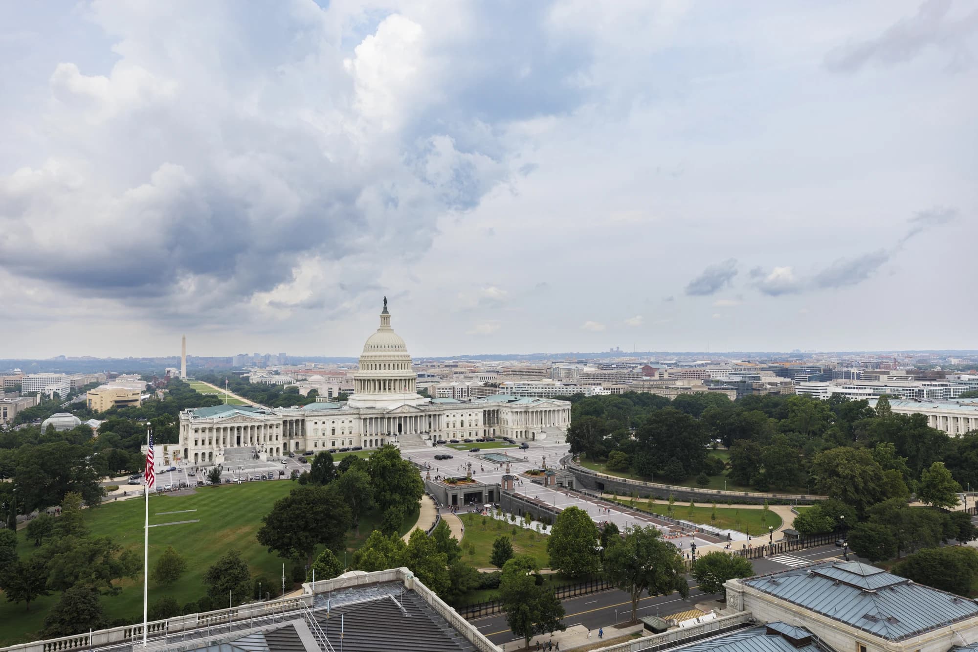 The U.S. Capitol dominating a sweeping view of the Washington, D.C. skyline