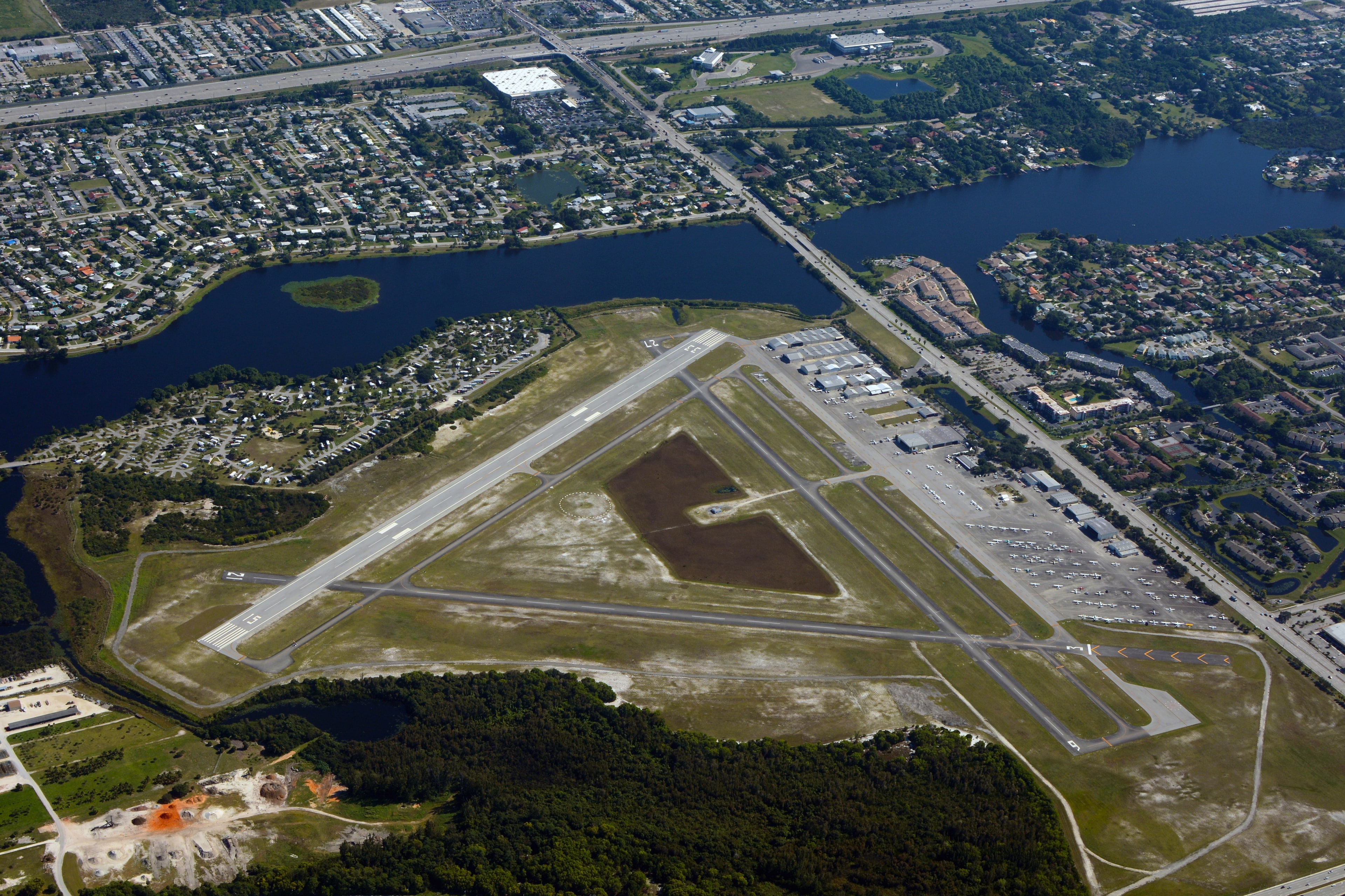 Aircraft on the ramp at Palm Beach County Park Airport in Lantana, Florida