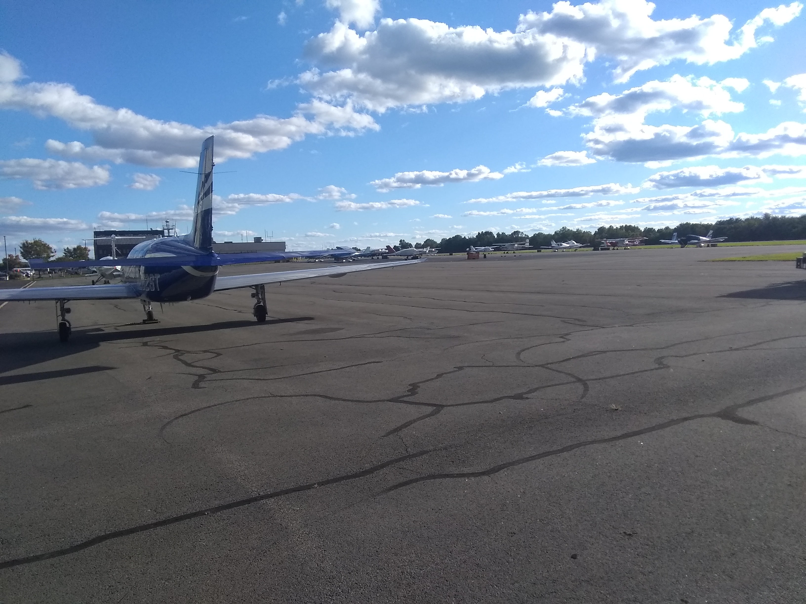 General aviation aircraft parked on the ramp at Leesburg Executive Airport