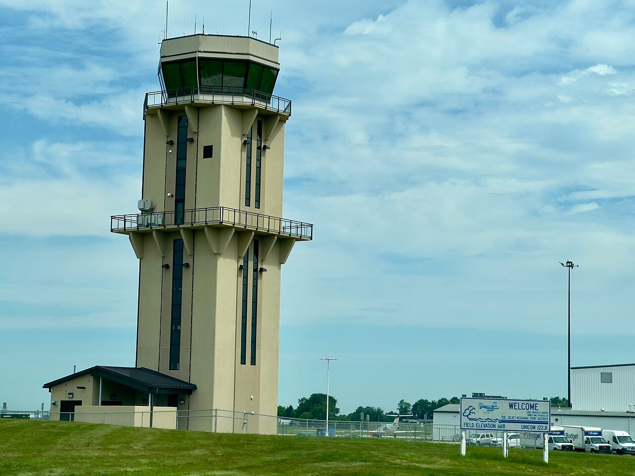 Control tower and ramp at Lewis University Airport near Chicago, Illinois