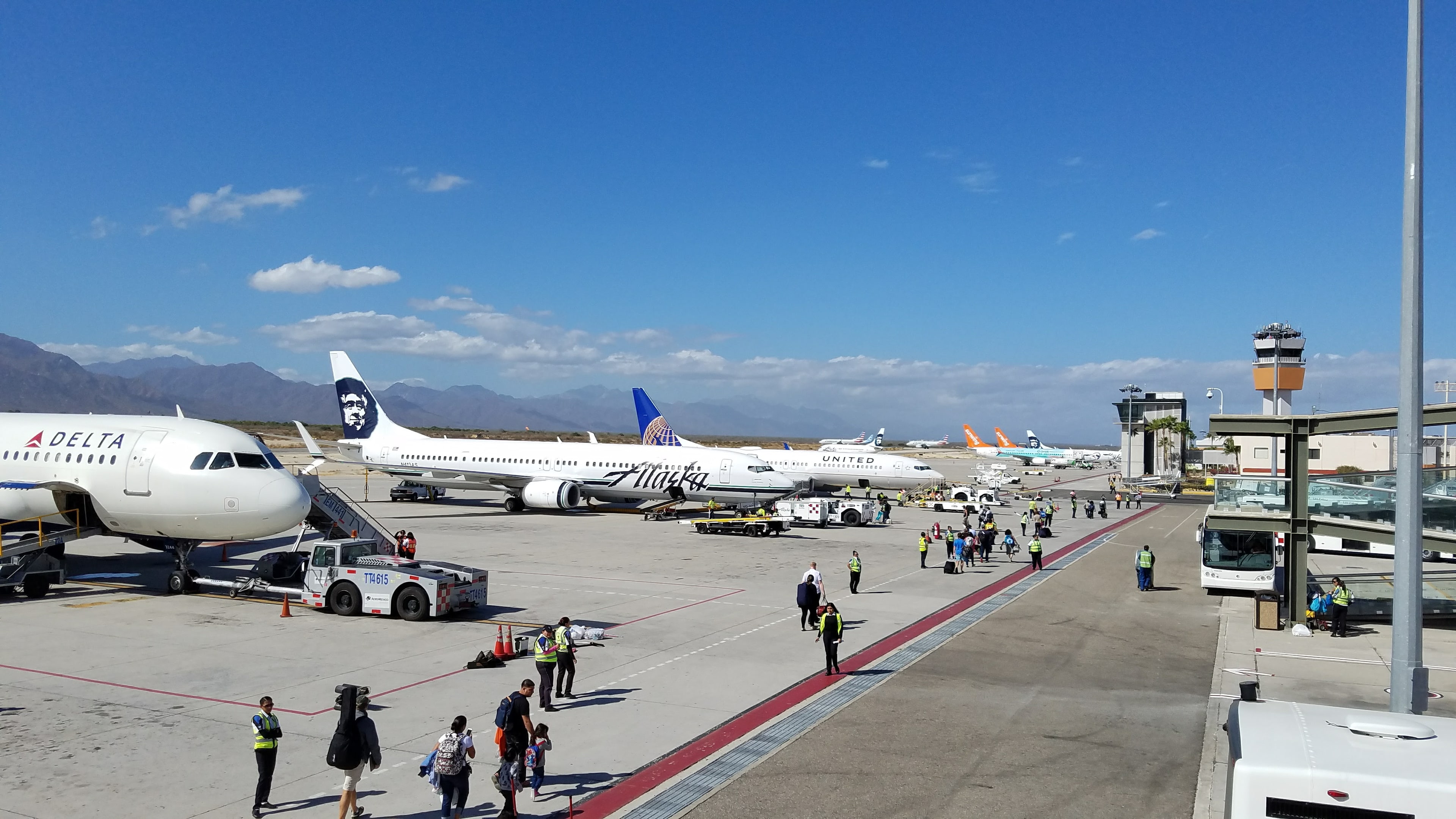 Commercial and private aircraft on the ramp at Los Cabos International Airport