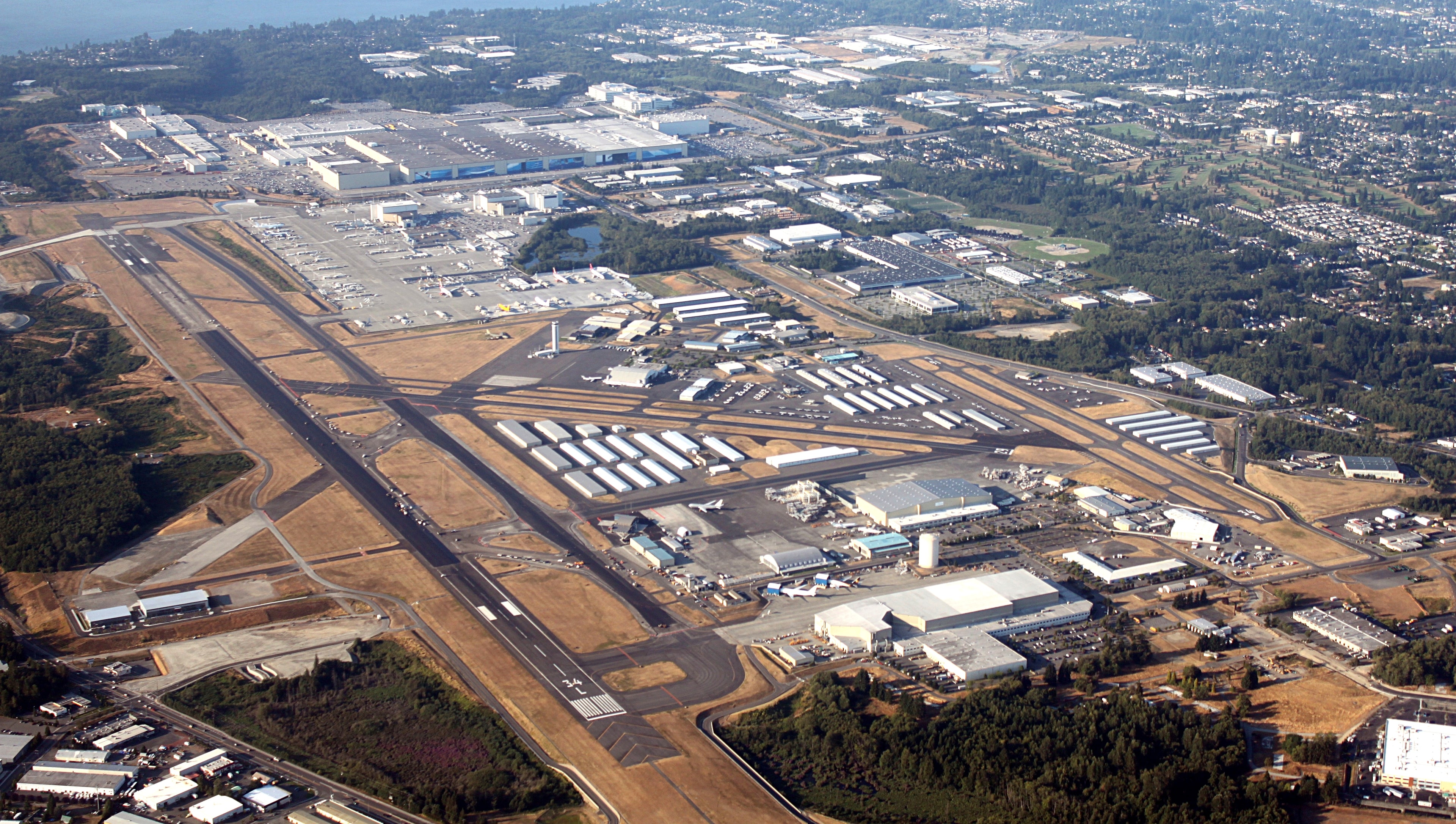 Aerial view of Paine Field in Everett, Washington