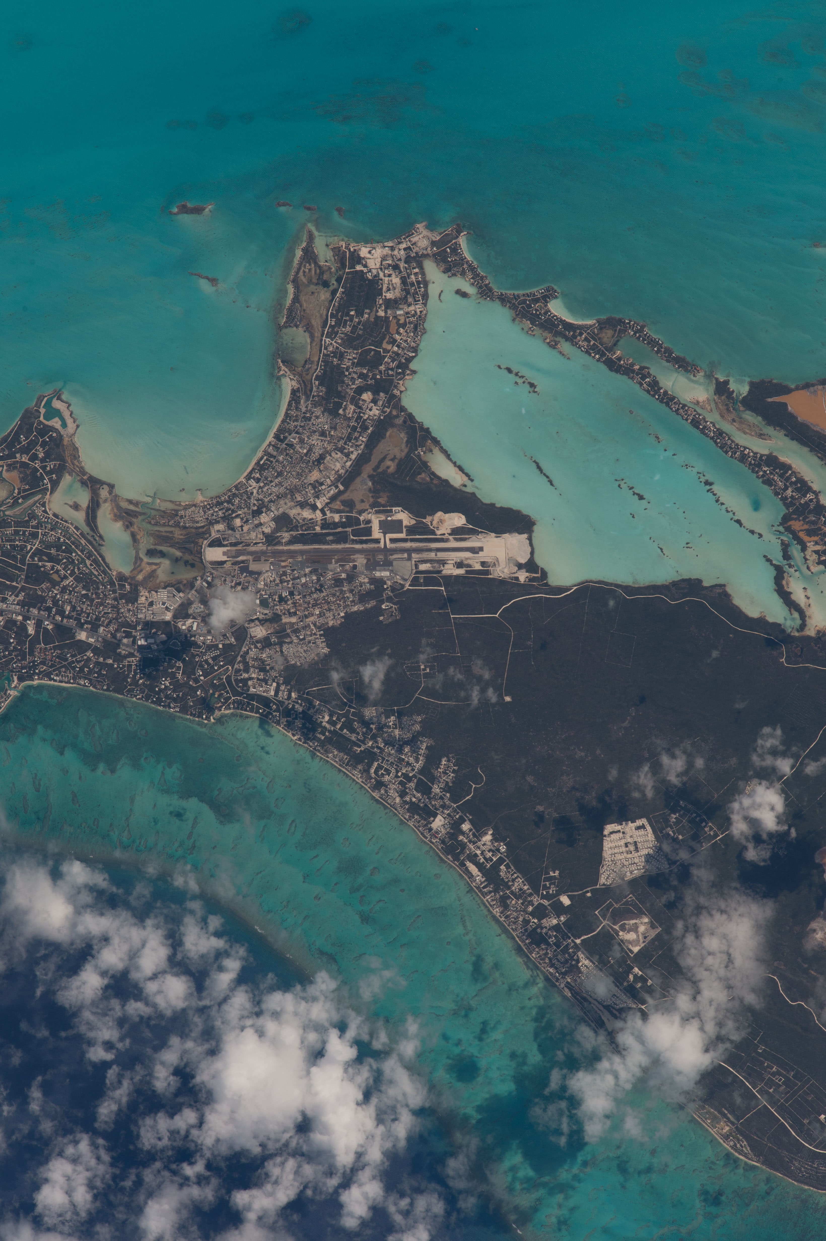 Aerial view of Providenciales, Turks and Caicos Islands, photographed from the International Space Station