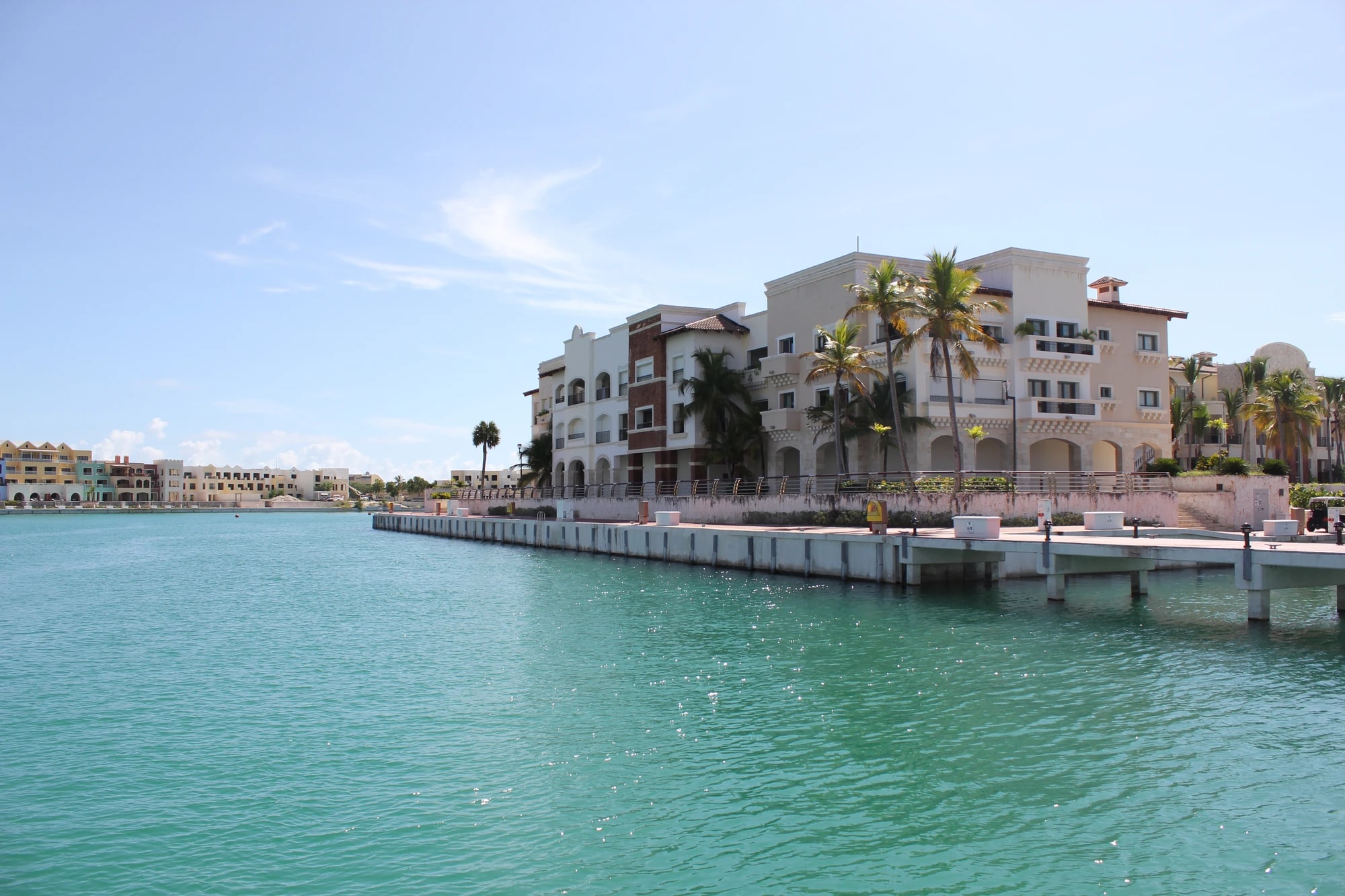 Waterfront resort buildings and marina at Cap Cana, near Punta Cana, Dominican Republic