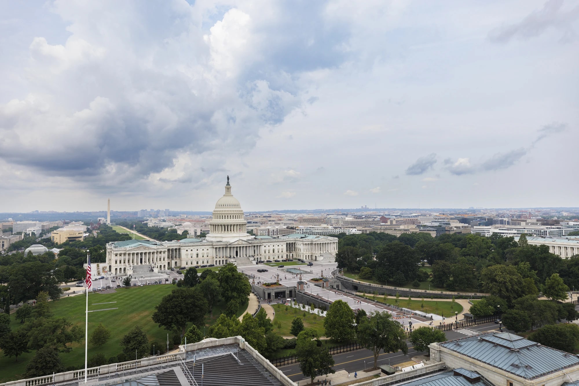 The U.S. Capitol dominating a sweeping view of the Washington, D.C. skyline
