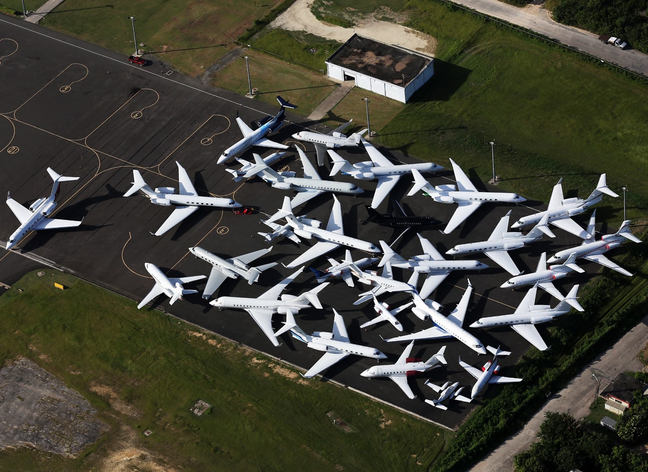 Aircraft parked on the ramp at Clayton J. Lloyd International Airport in Anguilla